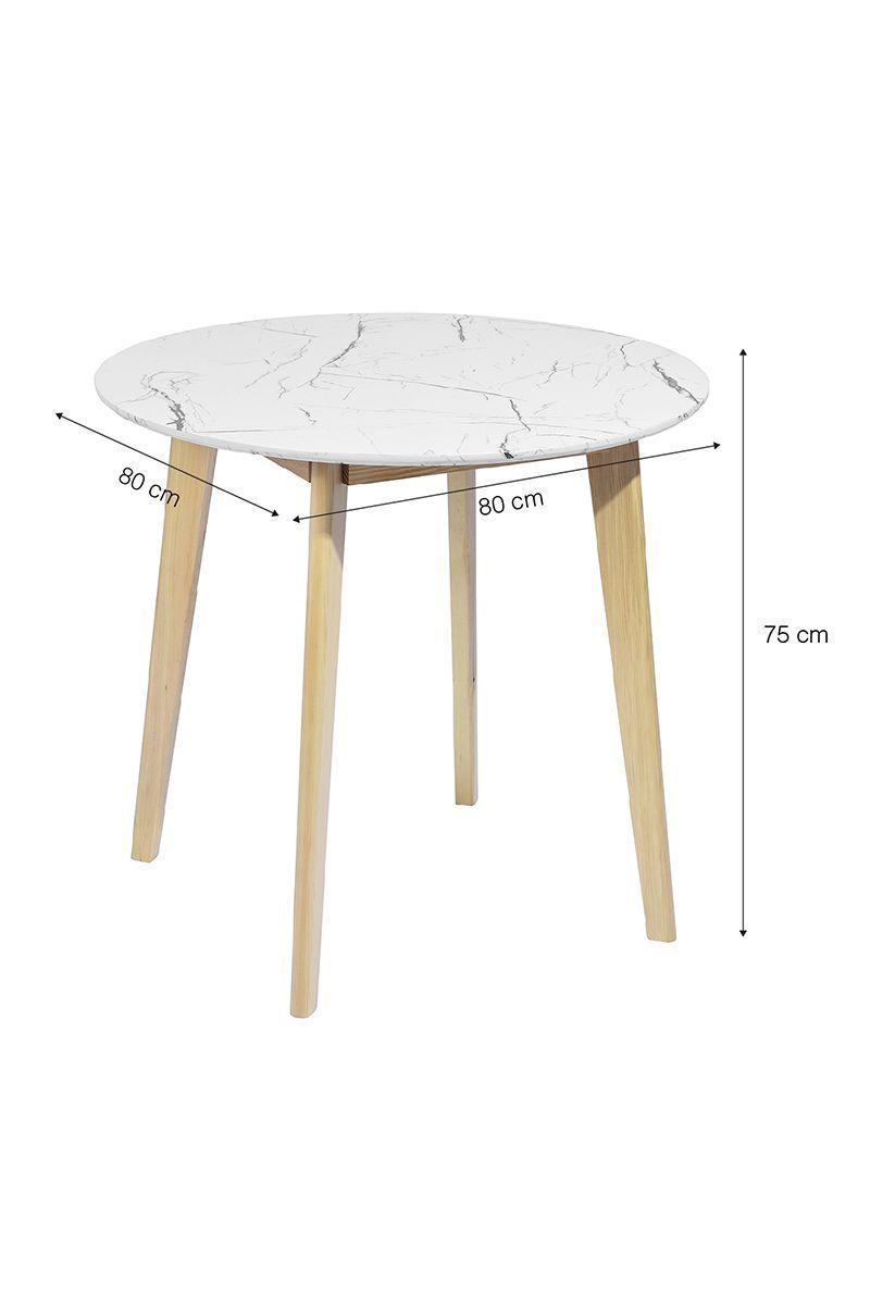 Mesa de Comedor Redonda con Patas de Pino Blanco-2