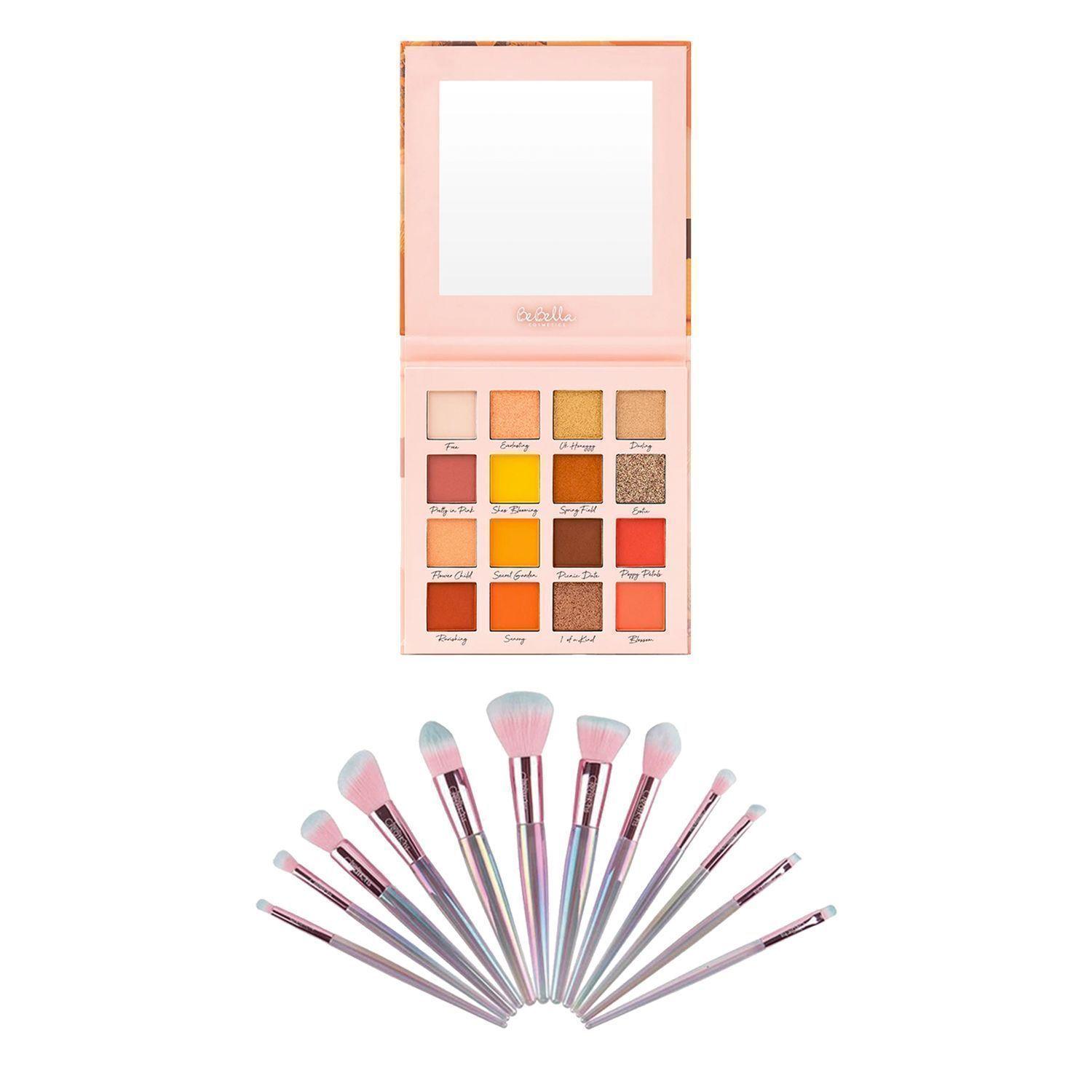 Pack Paleta De Sombras Oh Poppy De BeBella Cosmetics + Set 12 Brochas Holo Fun y Estuche Beauty Creations-0