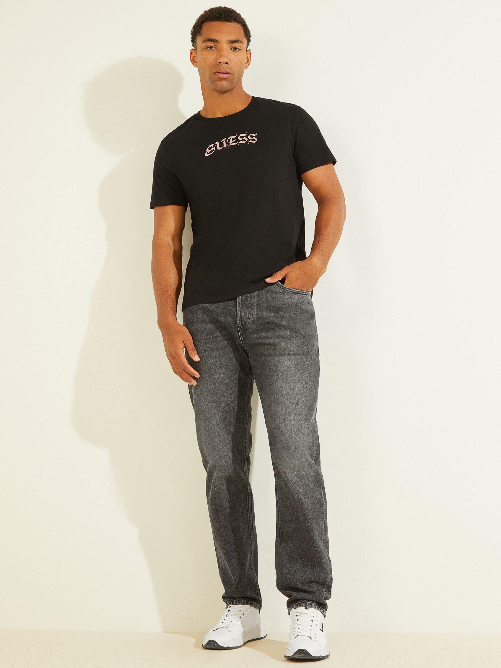 Polera Guess Ss Bsc Old English Logo Tee Jblk Negro-1