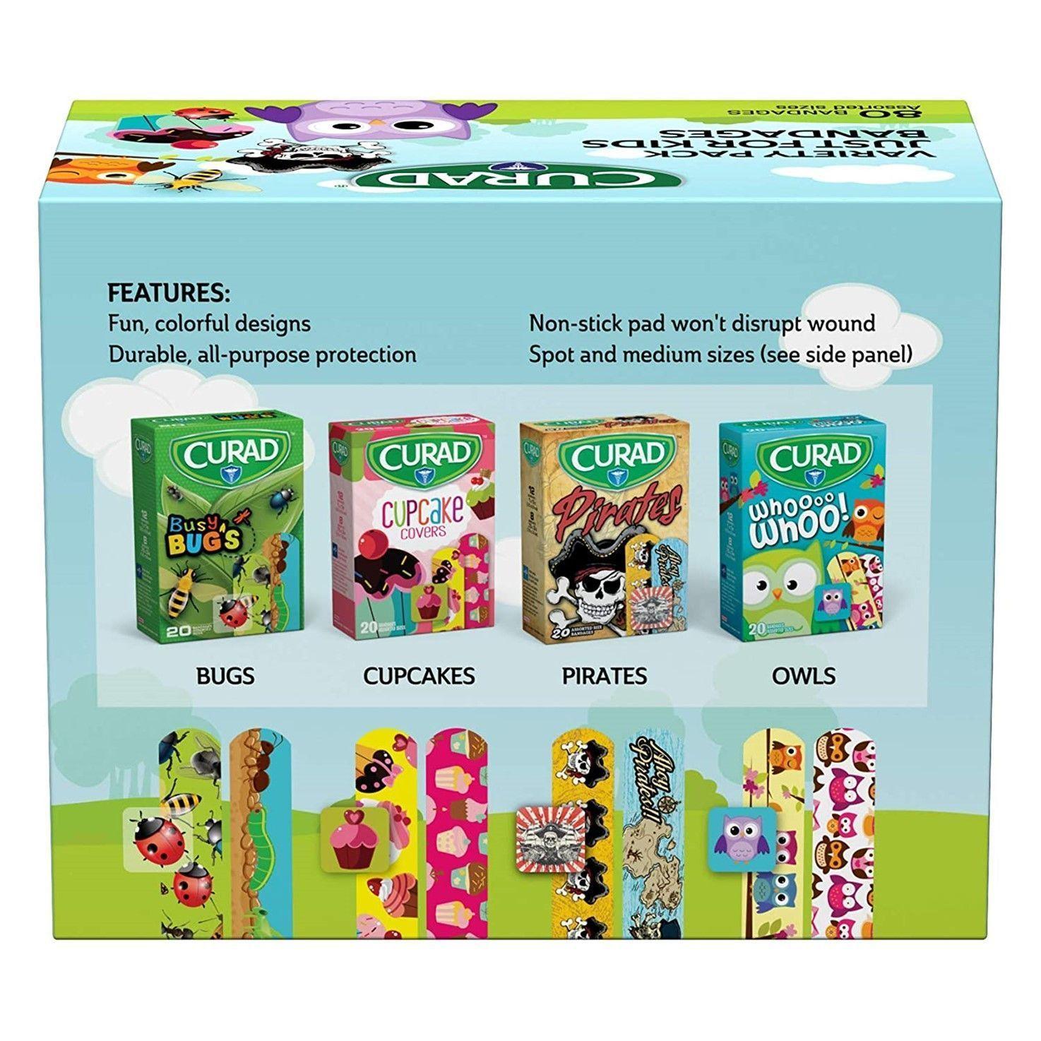 Box 80Uu Parche Curita Kids Pirata Buho Bichos Cupcake Curad-2