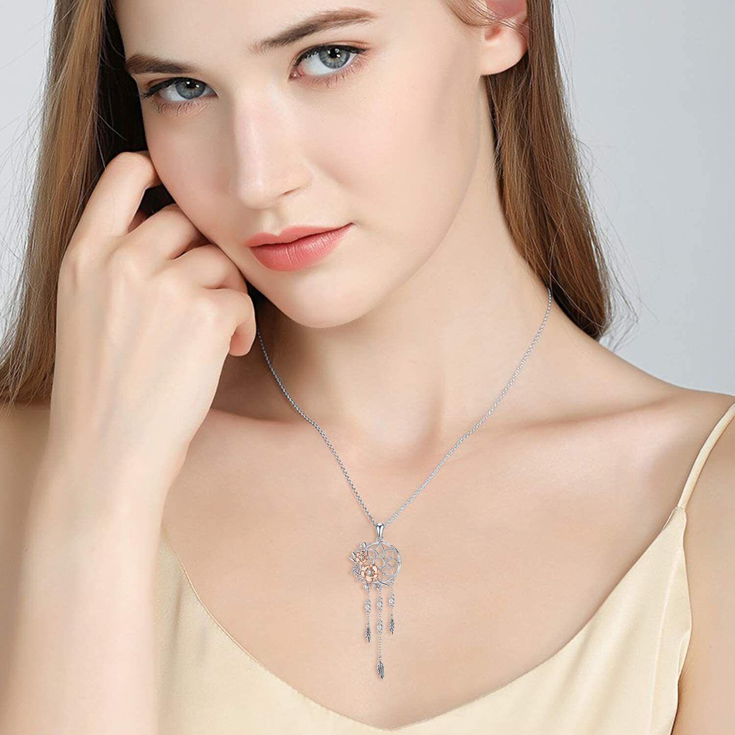 Collar Atrapasueños Rosa Plata 925-3