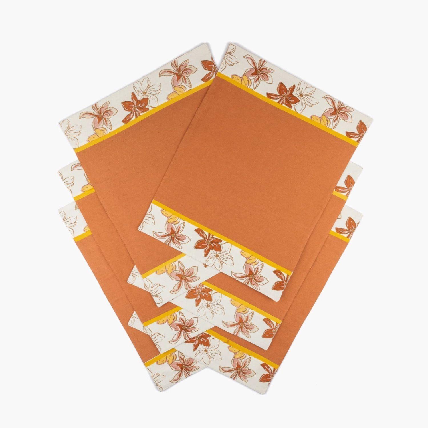 Set Individuales Borde Flores Terracota-0