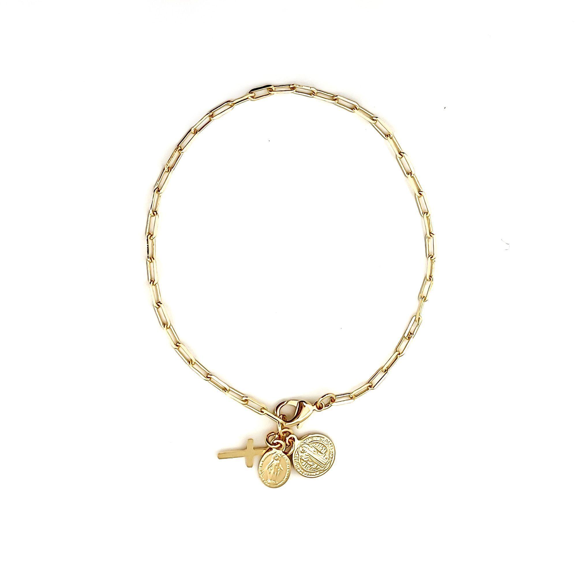 Pulsera Religiosa Enchapado Oro 18K-0