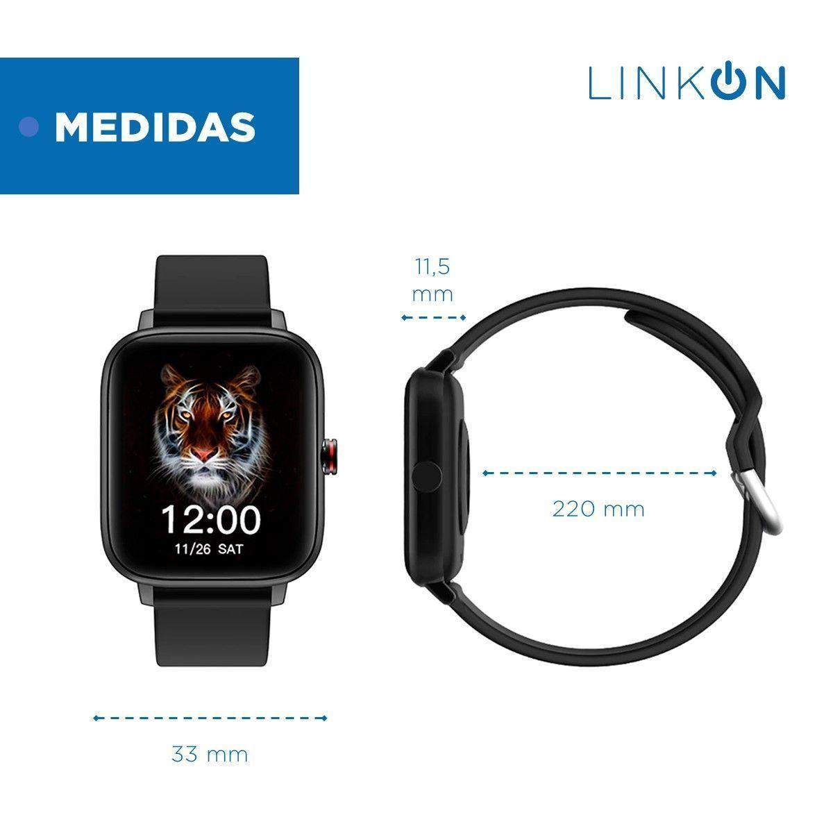 Reloj Inteligente Smartwatch Deportivo Linkon Mujer Hombre Negro-6