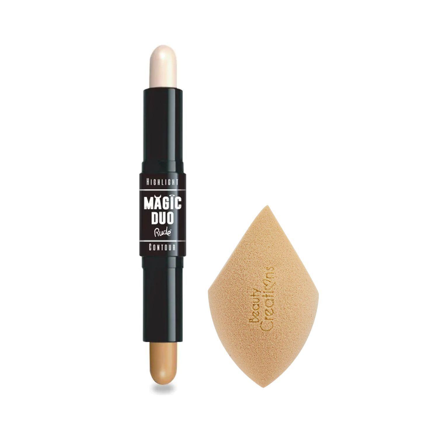 Set Esponja Con Iluminador y Contorno en Barra Light Rude Cosmetics-0