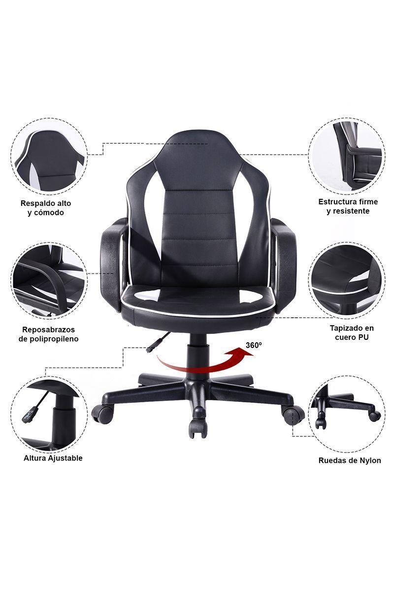 Silla Gamer Racer Ergonómica Escritorio - Blanco-4