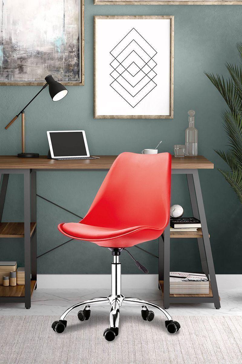 Silla de Escritorio Giratoria con Cojín Rojo-1