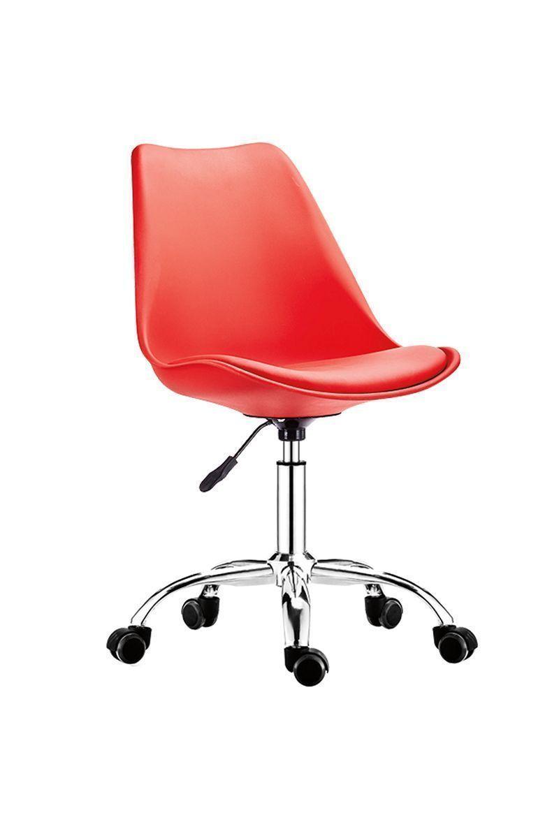 Silla de Escritorio Giratoria con Cojín Rojo-0