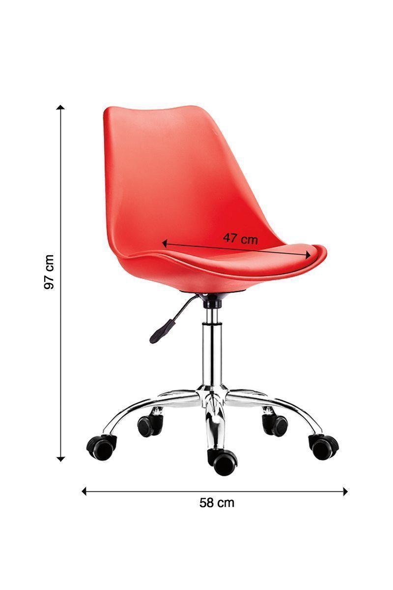 Silla de Escritorio Giratoria con Cojín Rojo-2