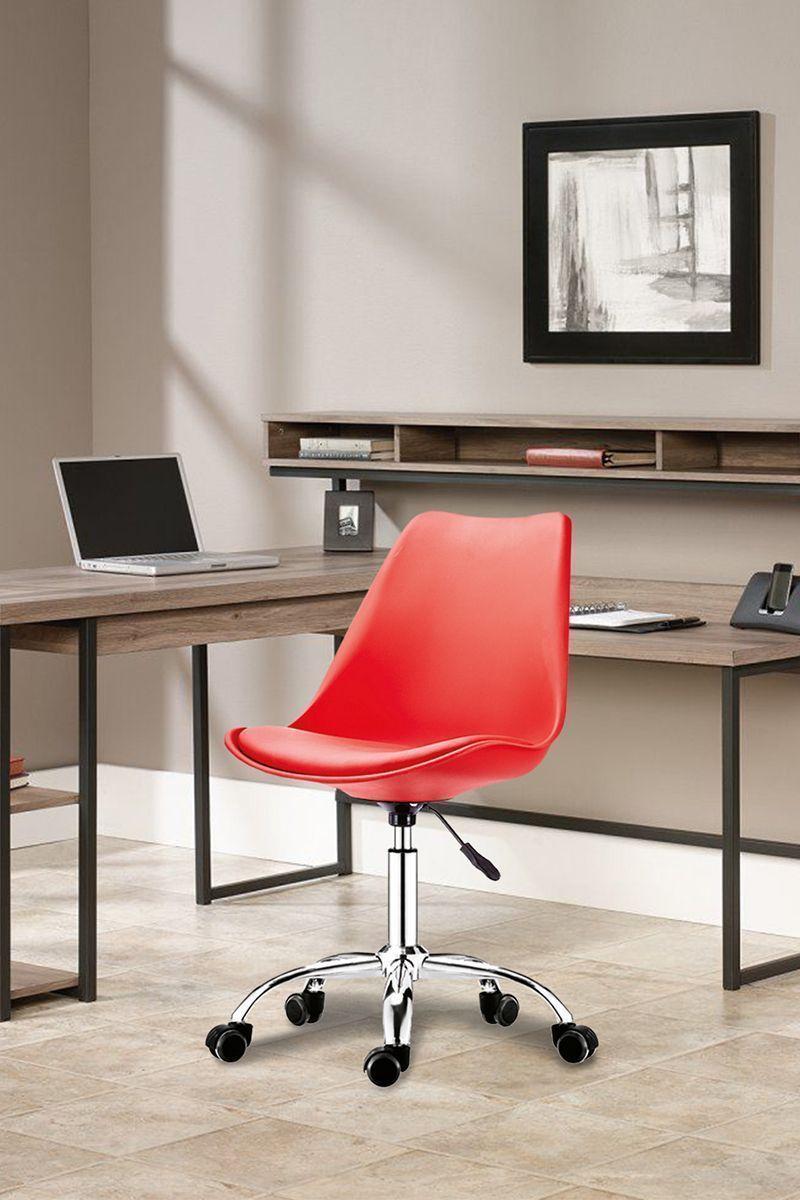 Silla de Escritorio Giratoria con Cojín Rojo-5