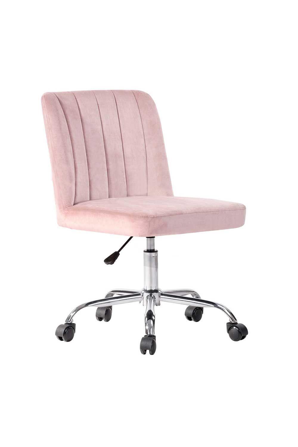 Silla de Oficina Acolchada Terciopelo - Rosada-0