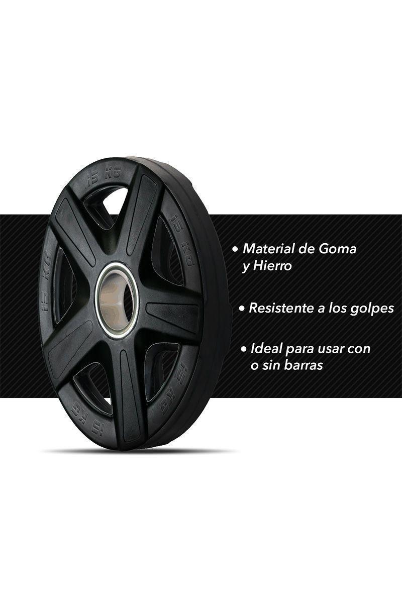 Disco Engomado para Pesas 15 Kg Negro-4
