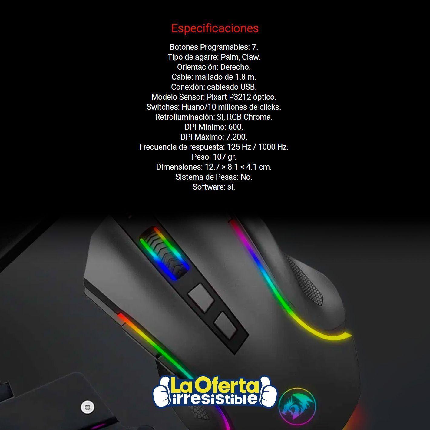 Mouse Gamer Redragon Griffin M607 Rgb 7200dpi-5