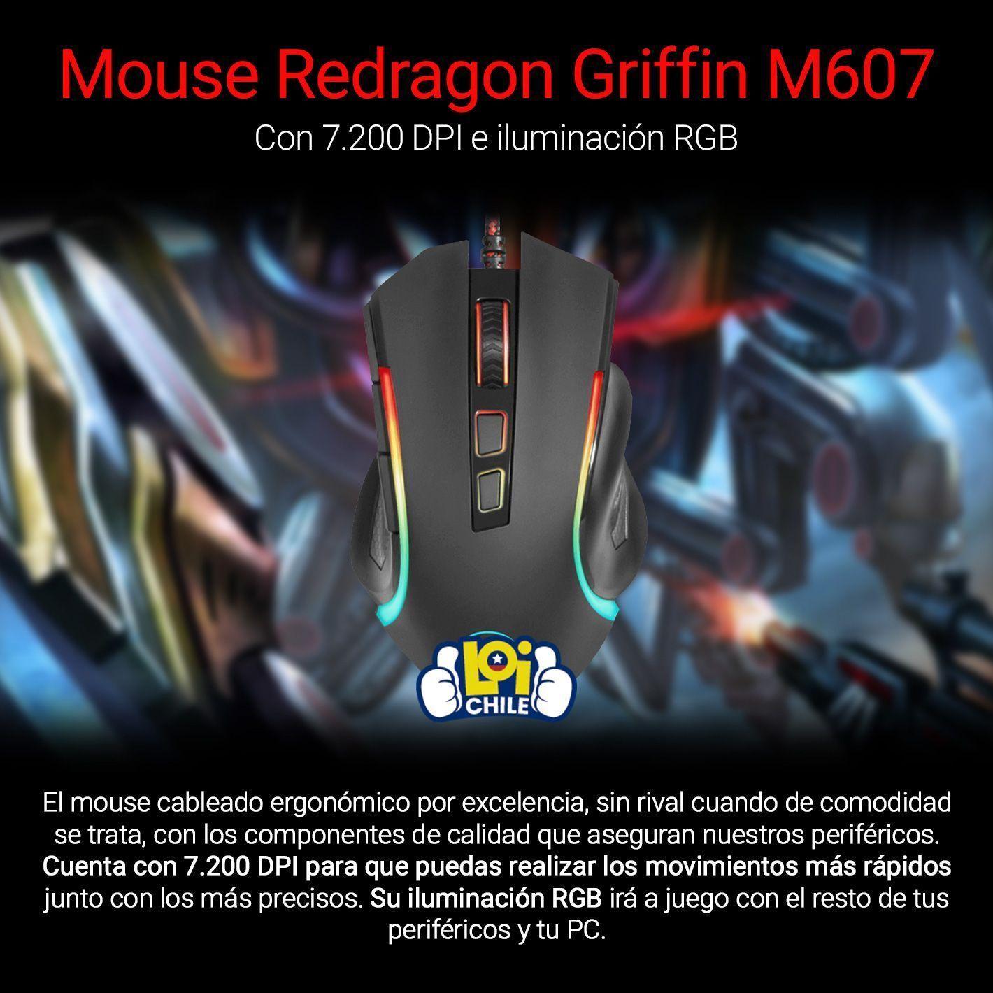 Mouse Gamer Redragon Griffin M607 Rgb 7200dpi-1