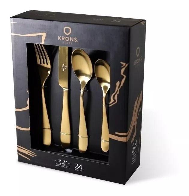Set De Cuchillería De 24 Piezas Gold Krons Cocina-1