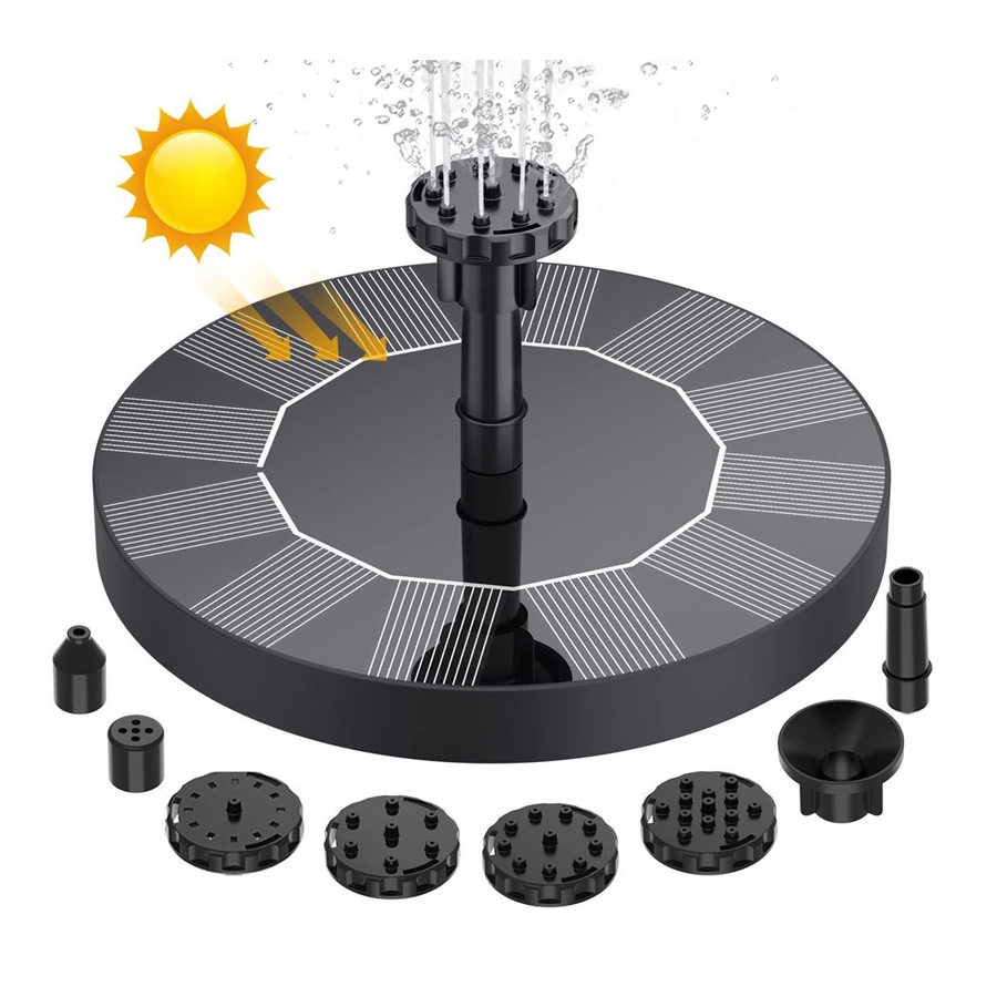 Bomba Agua Fuente Energía Solar Flotante 5 Boquillas Jardín-1