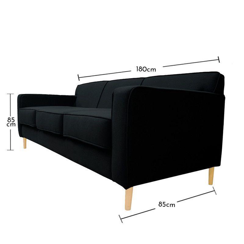 Sofá Lilen Chenille Tipo Lino Negro 2 Cuerpos-4