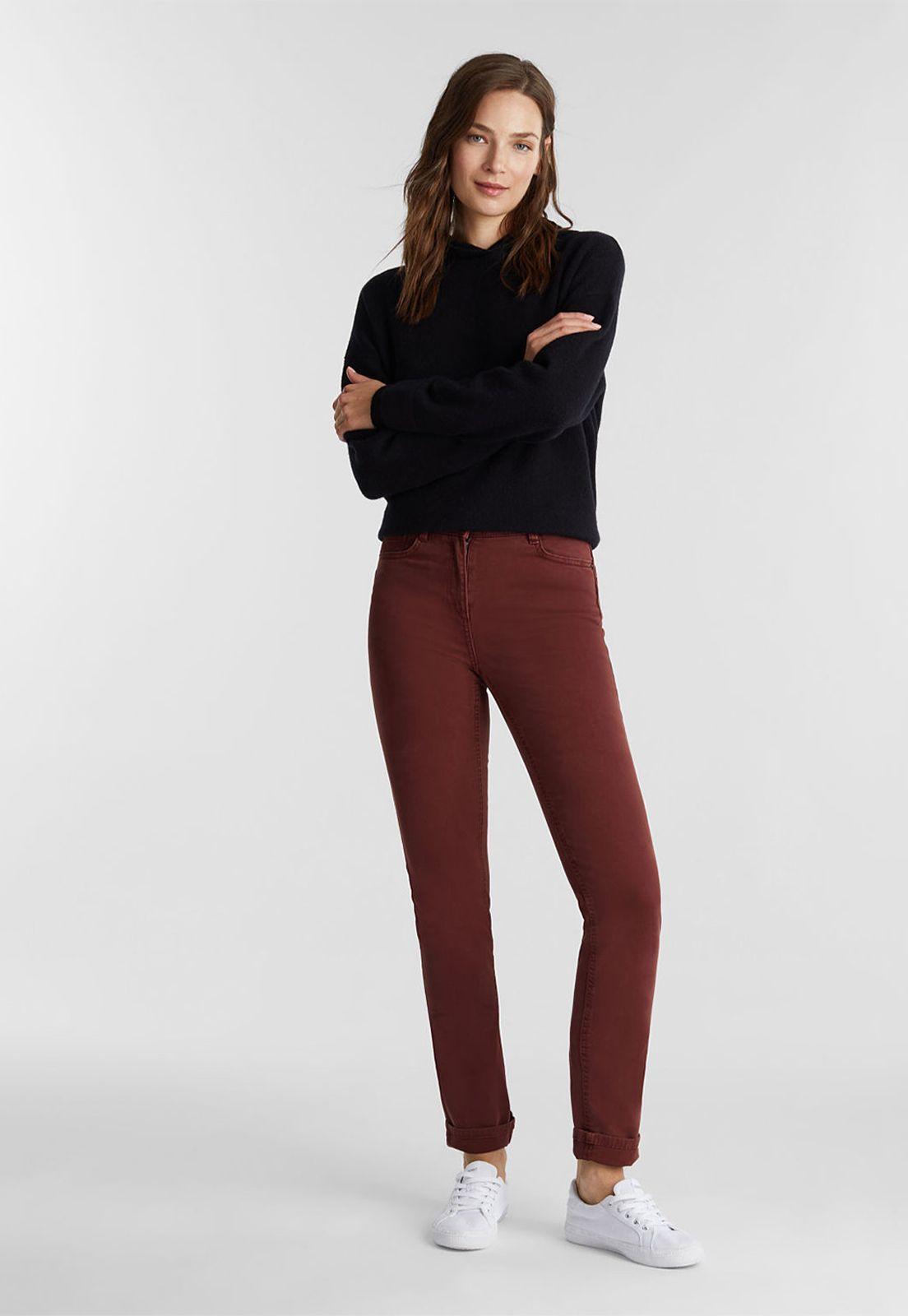 Pantalón Mujer Chino Esprit Marrón-0