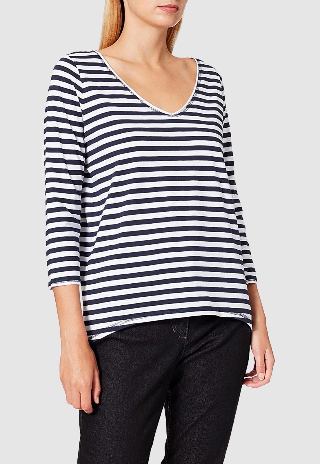 Polera Mujer Manga 3/4 Rayada Esprit Azul marino-2