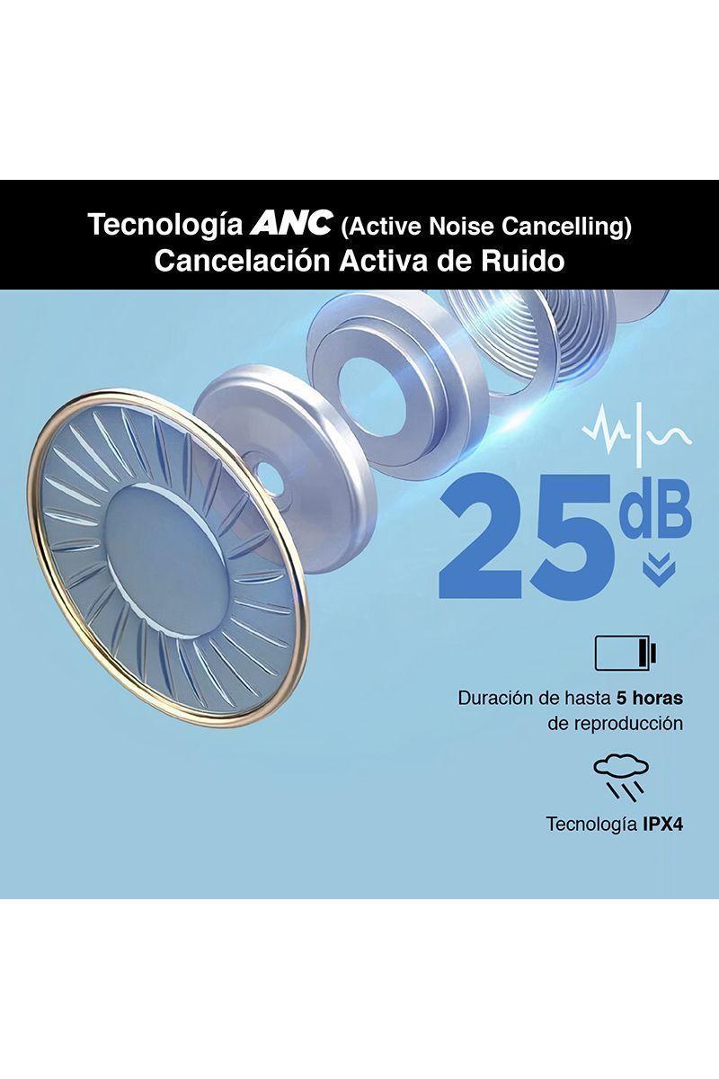 Earbuds Reisen ANC Noise Cancelling IPX4 Negro-3