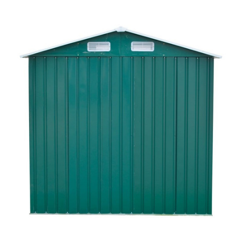 Bodega de jardin con puertas y techo verde-3