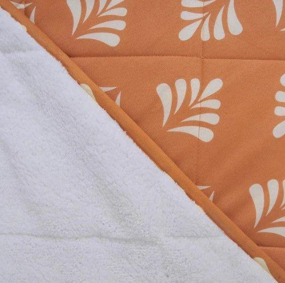 plumón básico estampado sherpa 2 plazas naranja-1