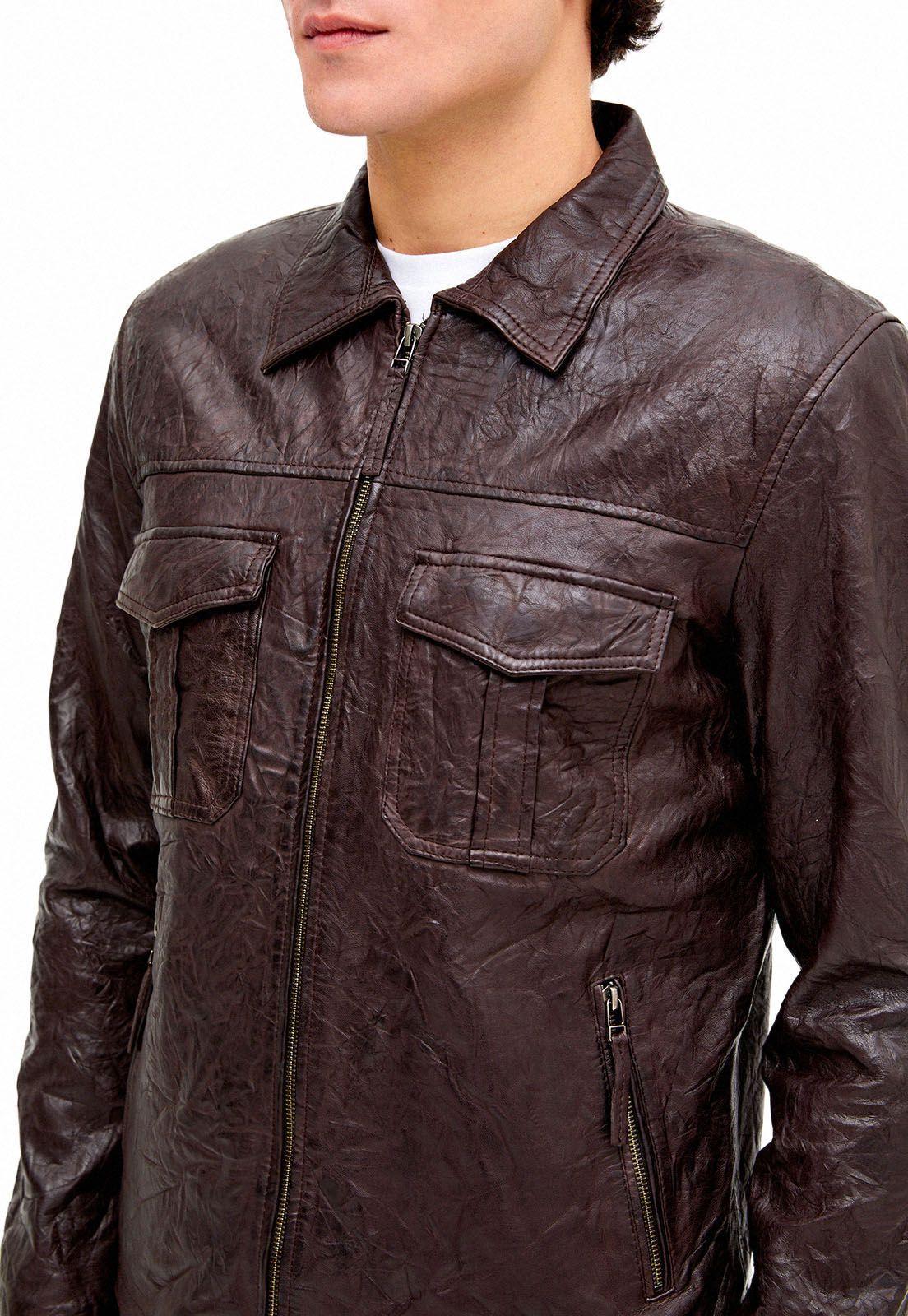 Chaqueta de cuero café-1