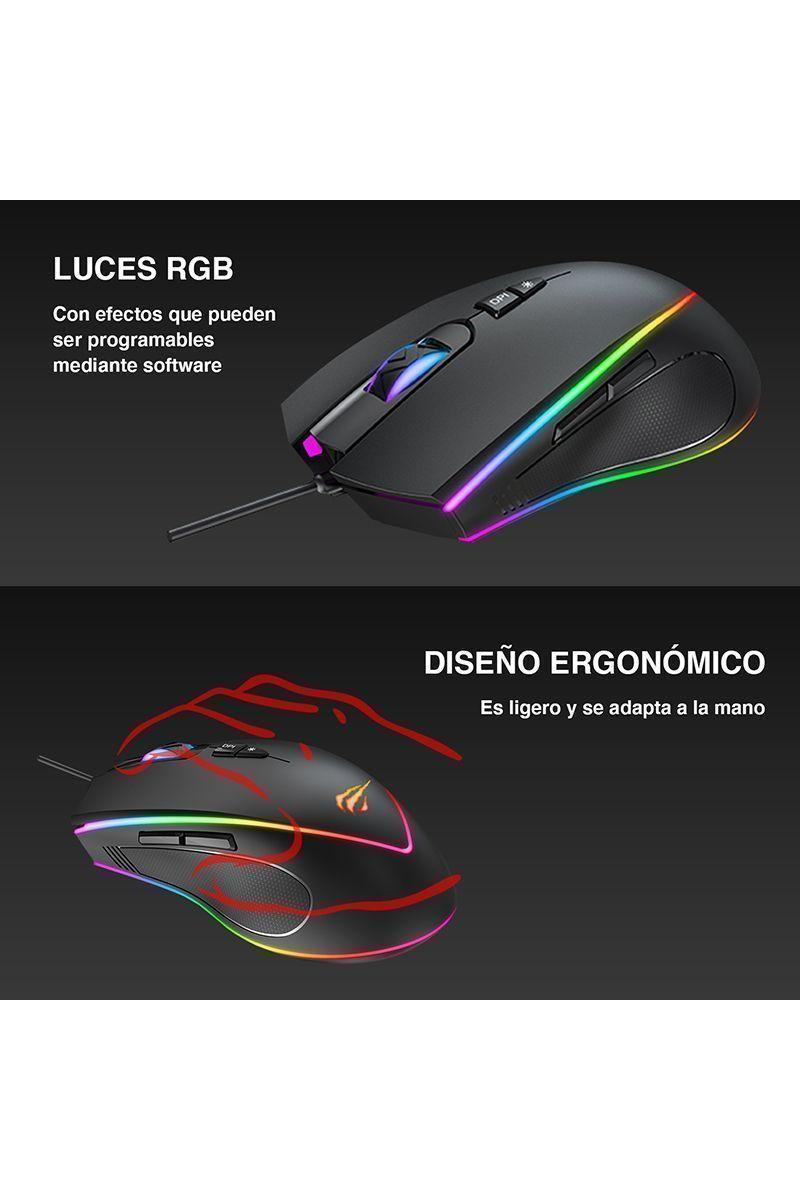 Mouse Gamer 6400 DPI 7D MS1017 Negro-3