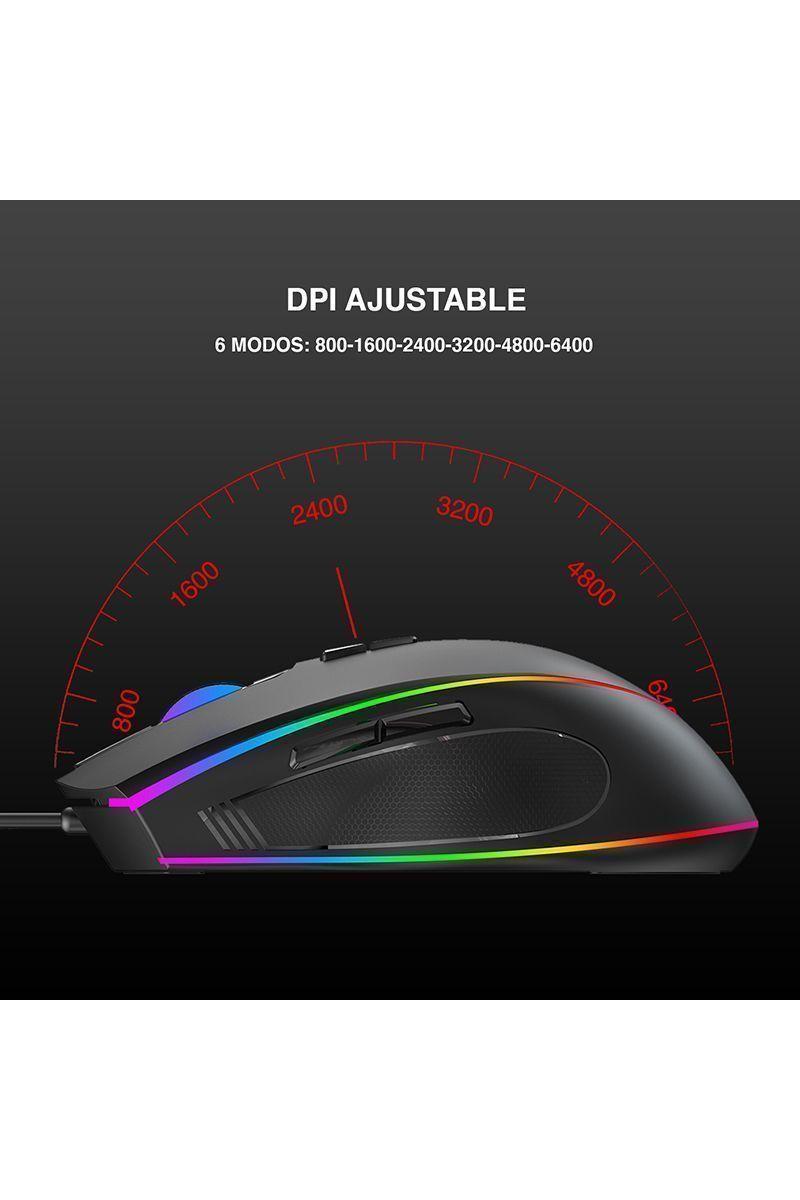 Mouse Gamer 6400 DPI 7D MS1017 Negro-2