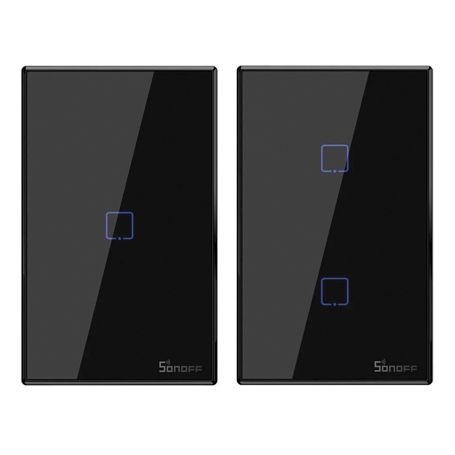 Pack Interruptor Smart: 1 y 2 Canales Negro WiFi + RF Sonoff-0