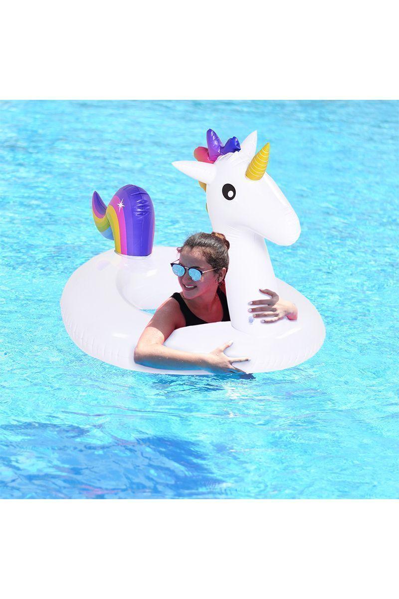 Flotador Unicornio Inflable Grande Blanco-5