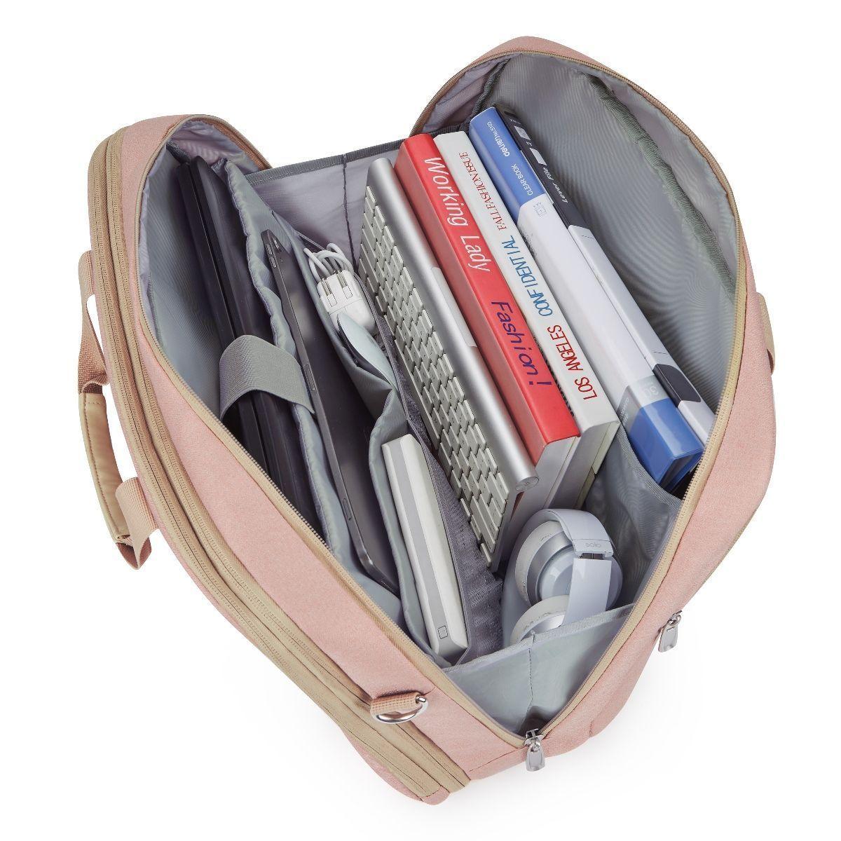 Bagsmart - Maletín expandible para notebook de 17,3" - Rosado-4
