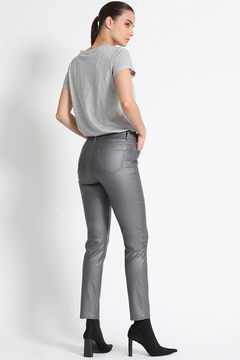 Pantalón Skinny Tiro Medio Plateado Liola-3