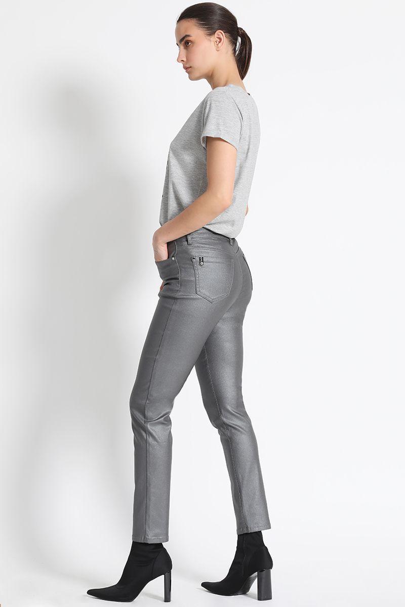 Pantalón Skinny Tiro Medio Plateado Liola-1