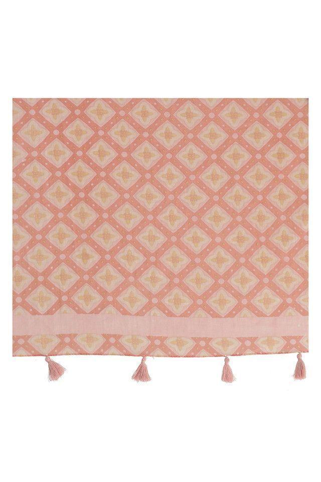 Pañuelo Estampado Rosado Y Beige Trigal Rombos Humana-1