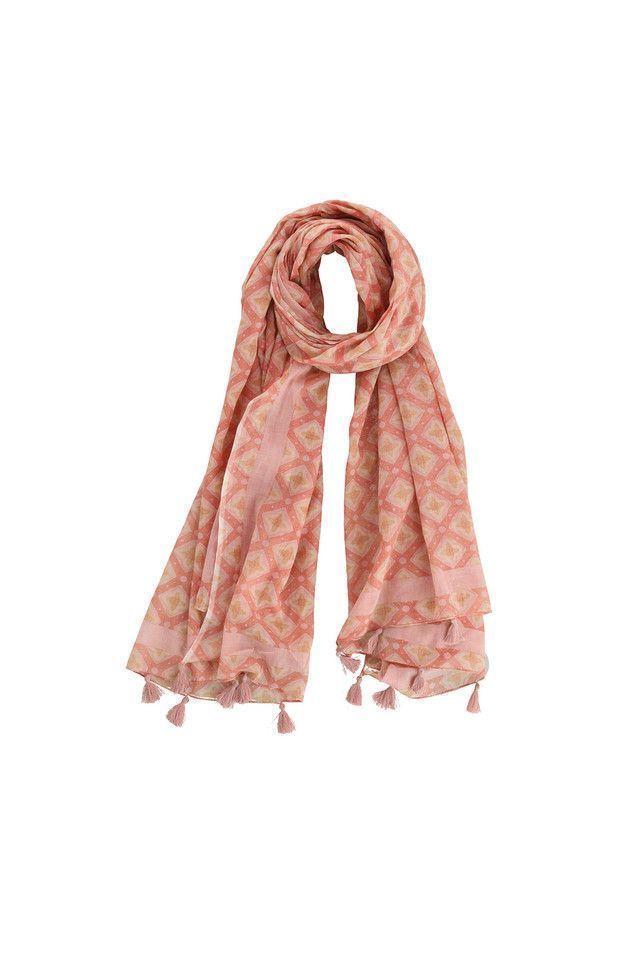 Pañuelo Estampado Rosado Y Beige Trigal Rombos Humana-0