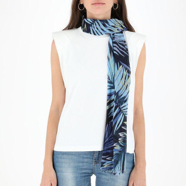 Pañuelo Estampado Azul Hojas iD-1