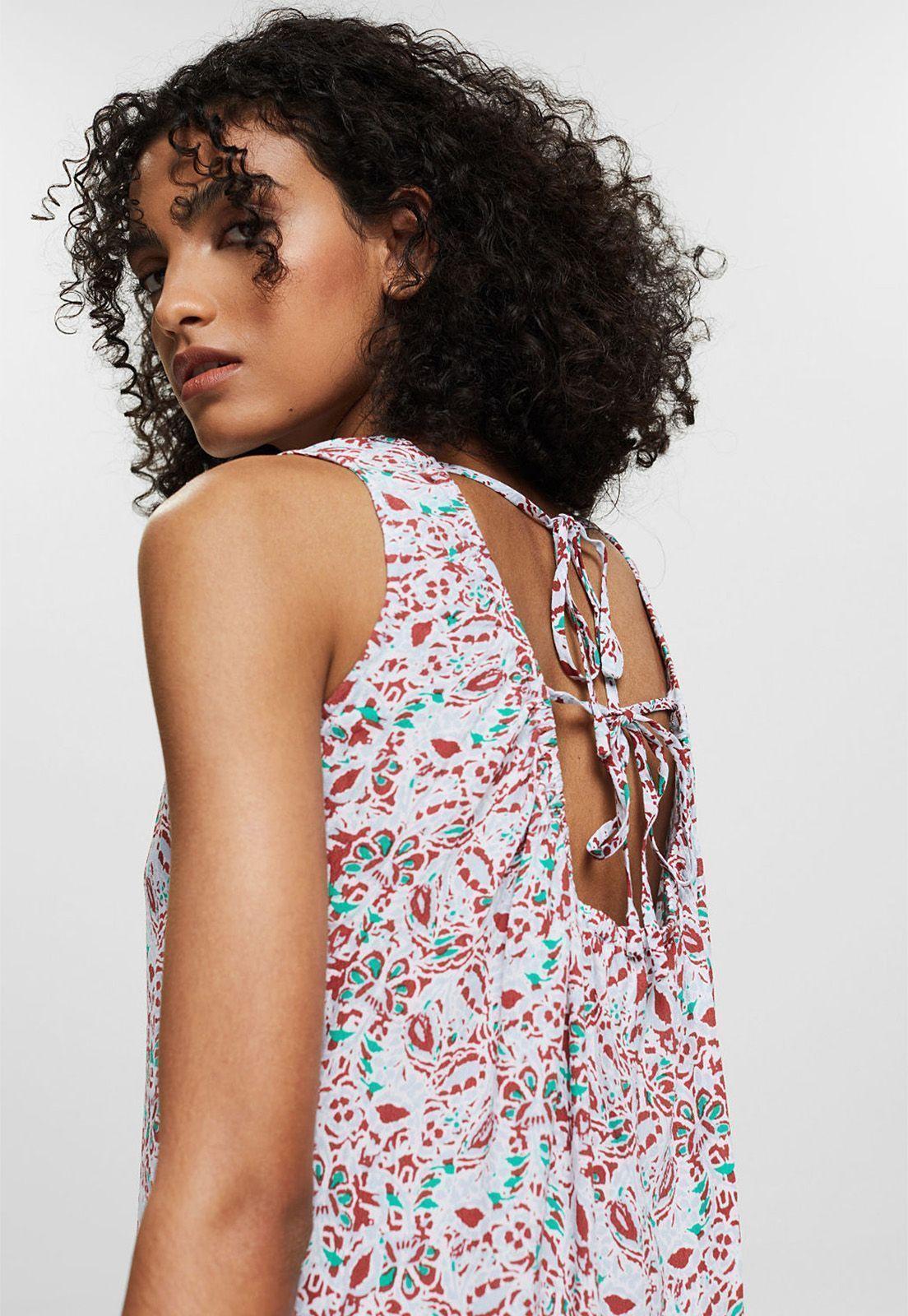 Blusa Estampada Con Escote En La Espalda Esprit Multicolor-2