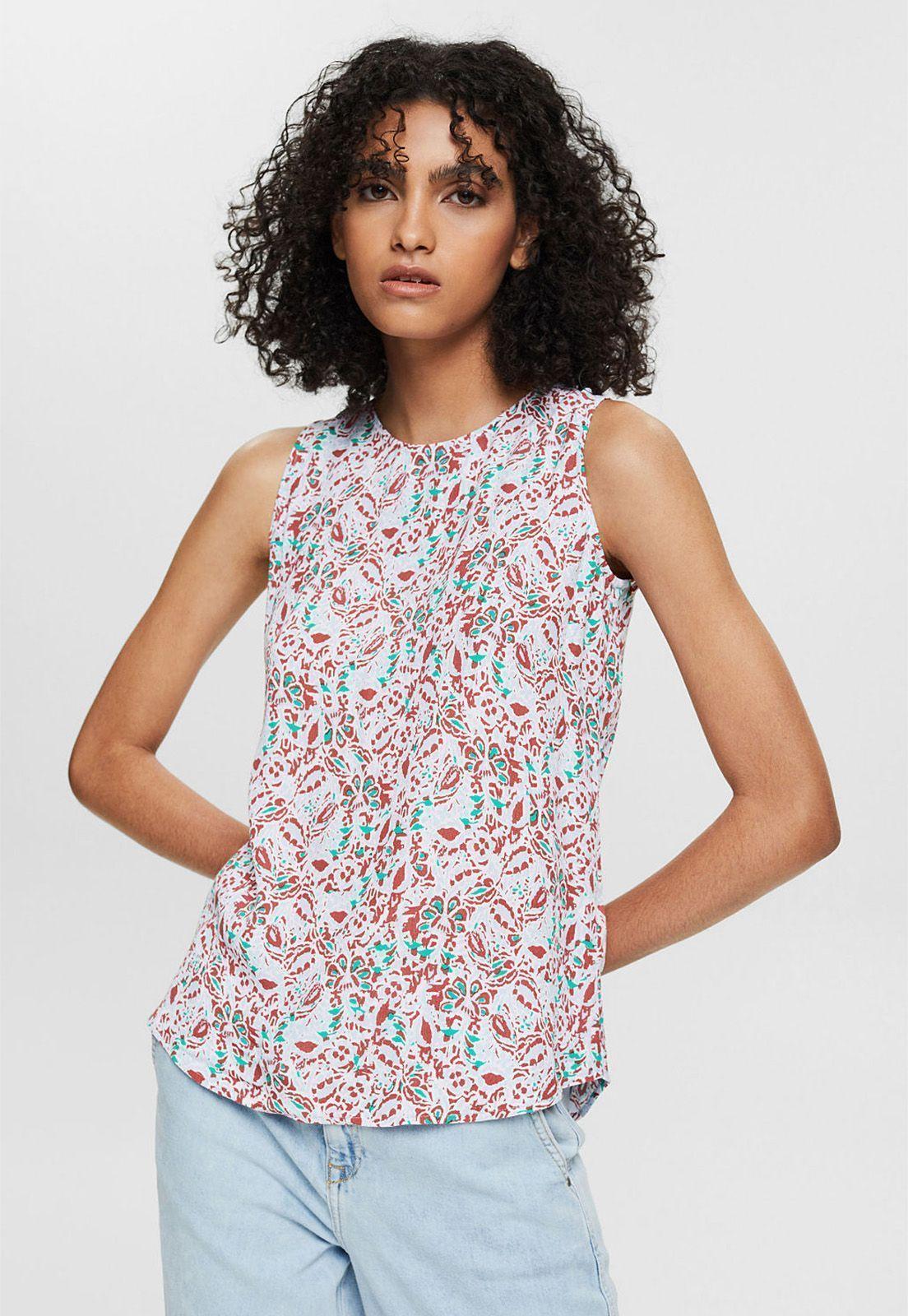 Blusa Estampada Con Escote En La Espalda Esprit Multicolor-0