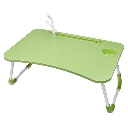 Mesa Cama Led Usb Ventilador Notebook Portátil Desayuno verde-0