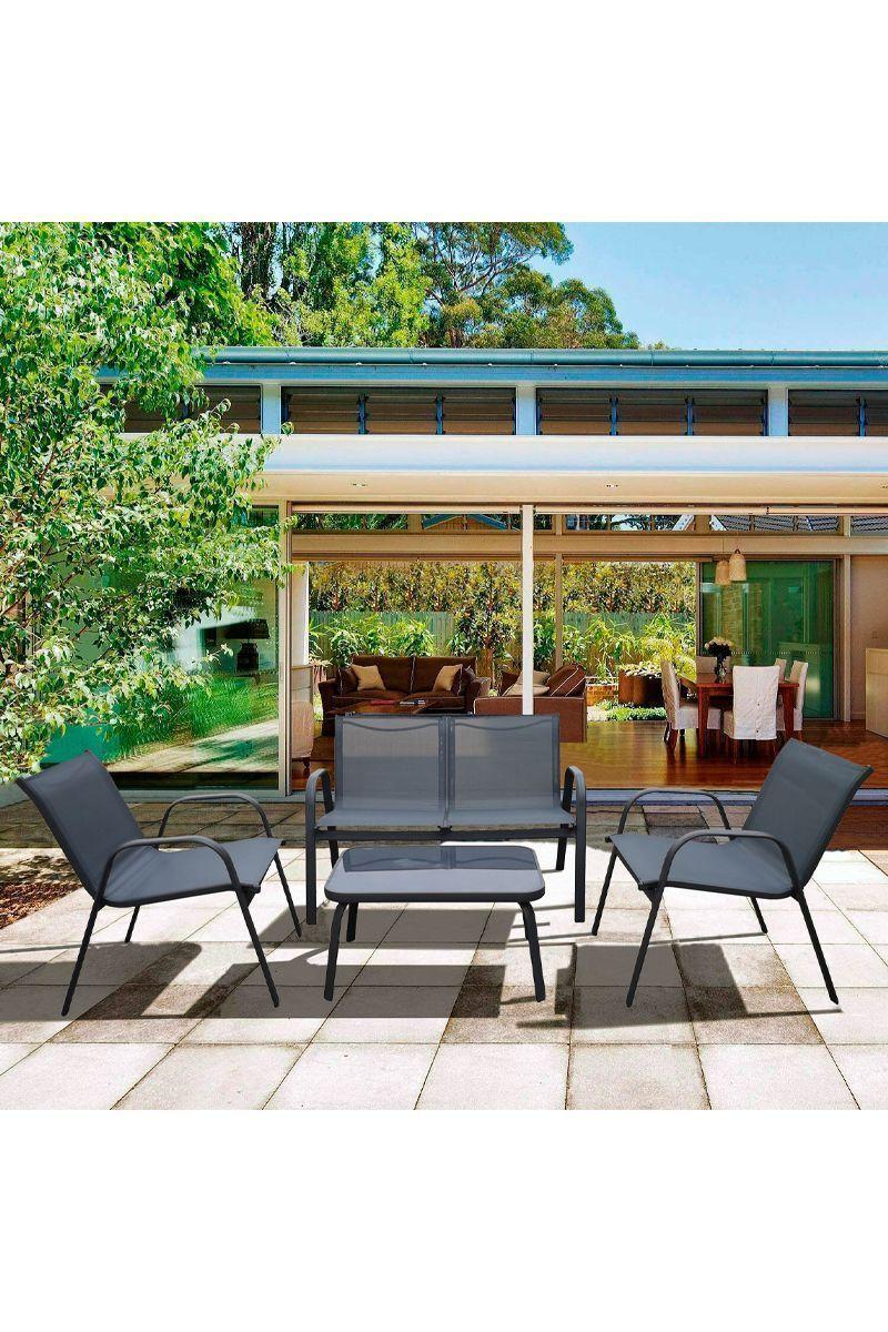 Juego de Terraza Textileno 4 Piezas Gris-1