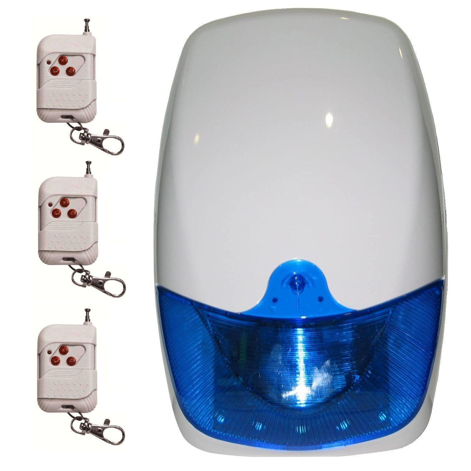 Alarma Comunitaria 240 Db Luz Azul + Bateria + 3 Controles-0