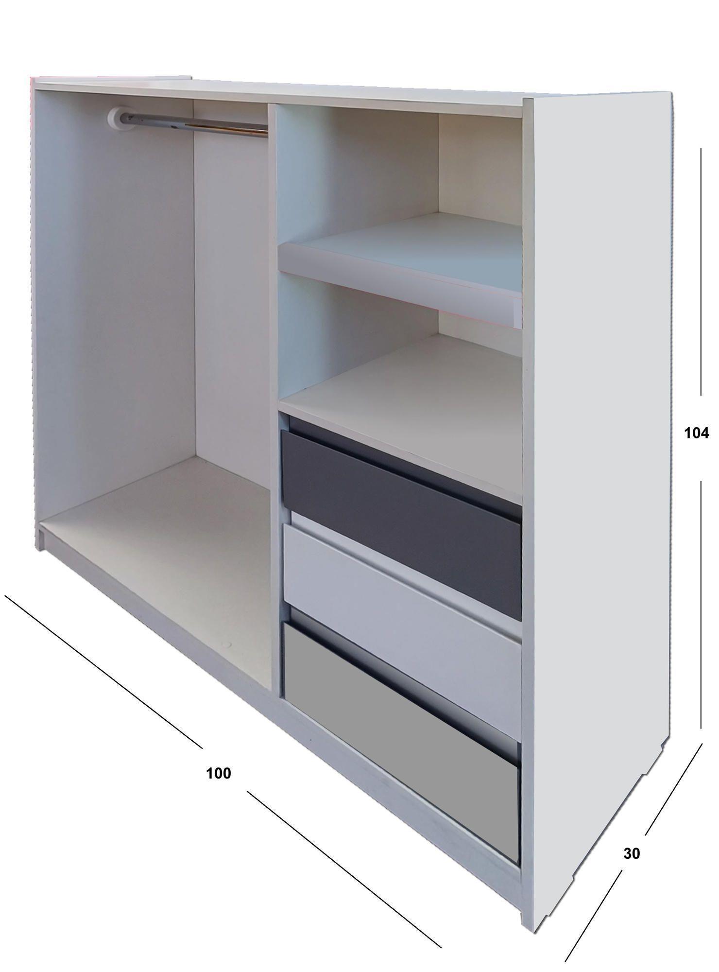 Mini Closet Montessori Minimal Gris Blanco Grafito-2
