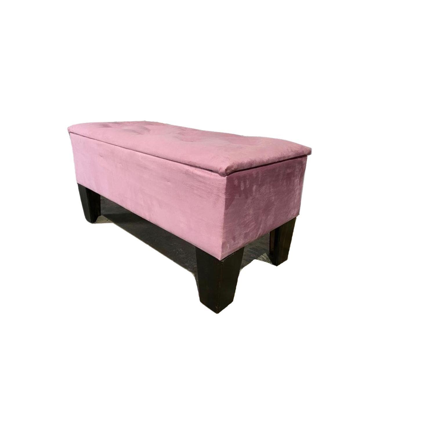 Banqueta Baul HVM Palo Rosa Felpa-3