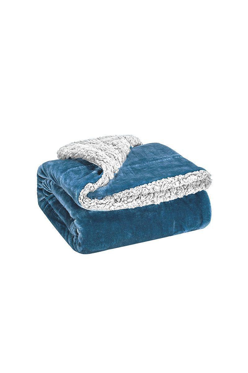 Manta Grande Sherpa 210 X 230 cm Azul-0