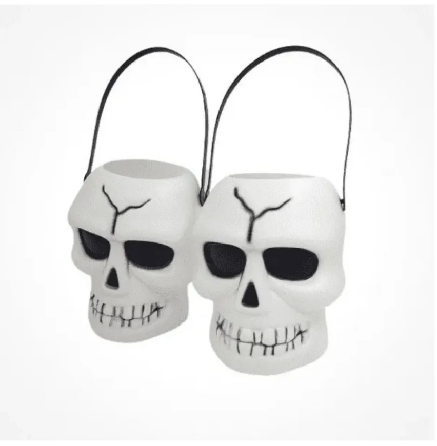 Balde Halloween Para Dulces En Forma De Calavera-1
