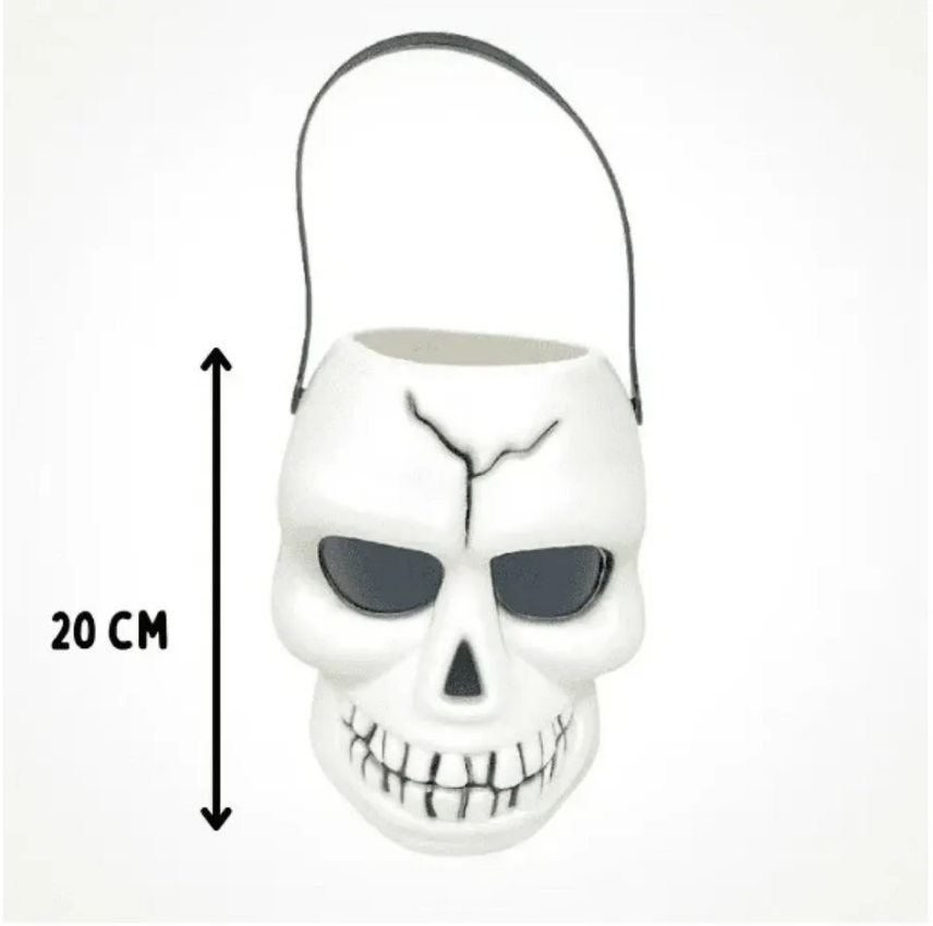 Balde Halloween Para Dulces En Forma De Calavera-0