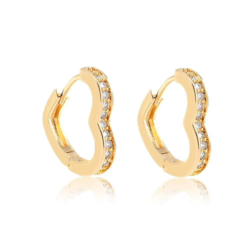 Argollas Corazón 7 mm Bañado en Oro Philippa Joyas-0