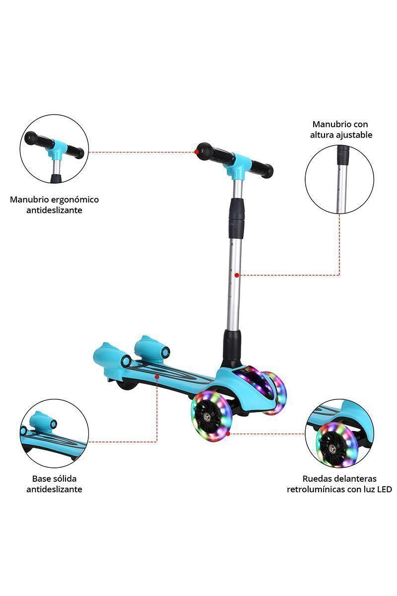Scooter Infantil Luces LED Efecto Cohete Celeste-3