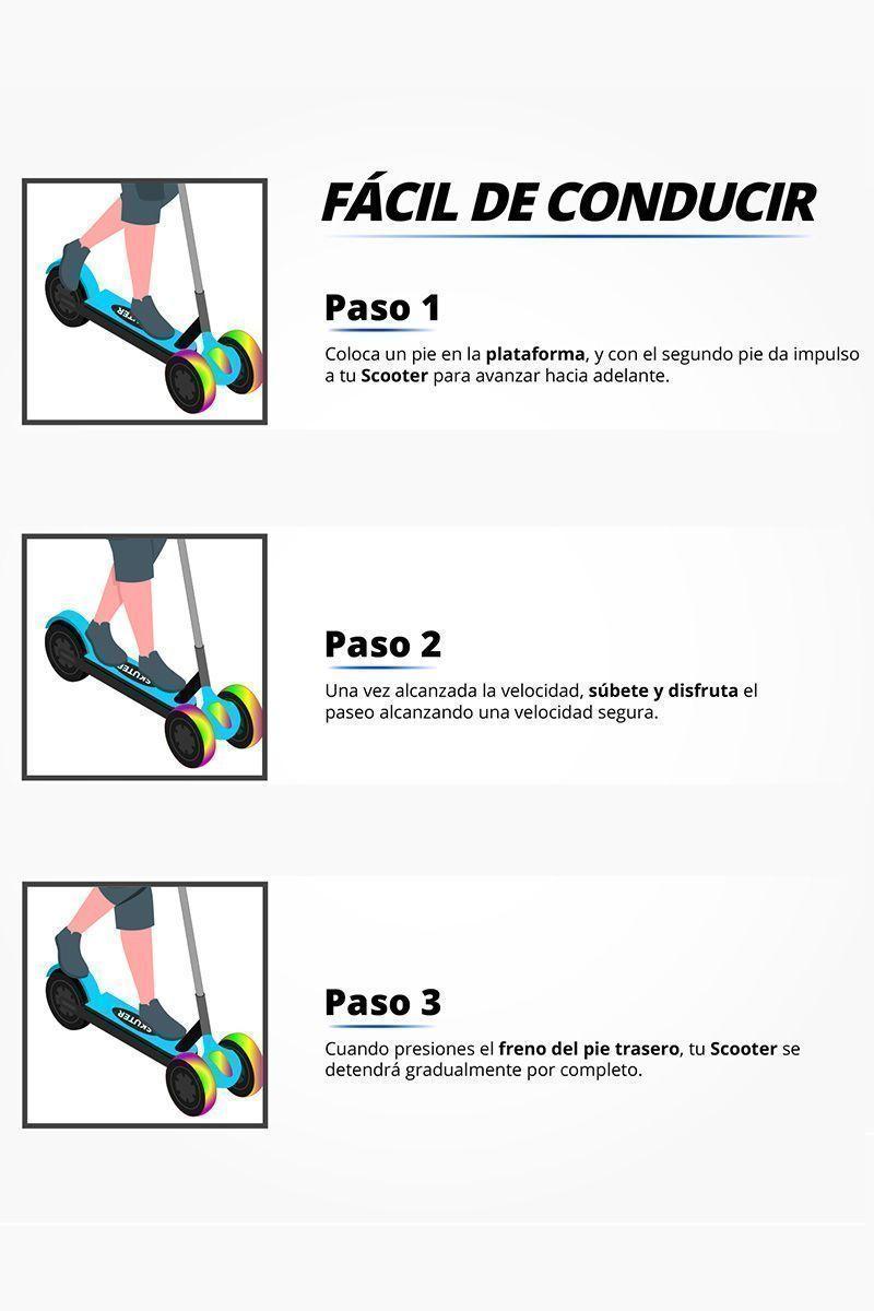 Scooter Infantil Luces LED Efecto Cohete Celeste-4